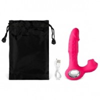 Vibrator, Wiggle & Thrusting, Clitoral Suction, 12 Function, Silicone, Rechargeable, RED